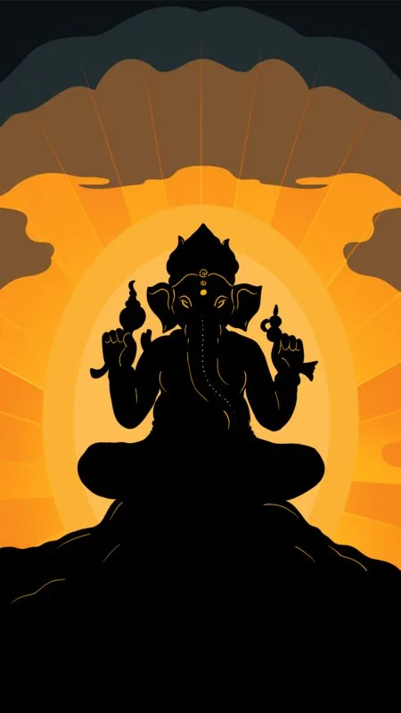 Ganesh Silhouette India Art God Wallpaper