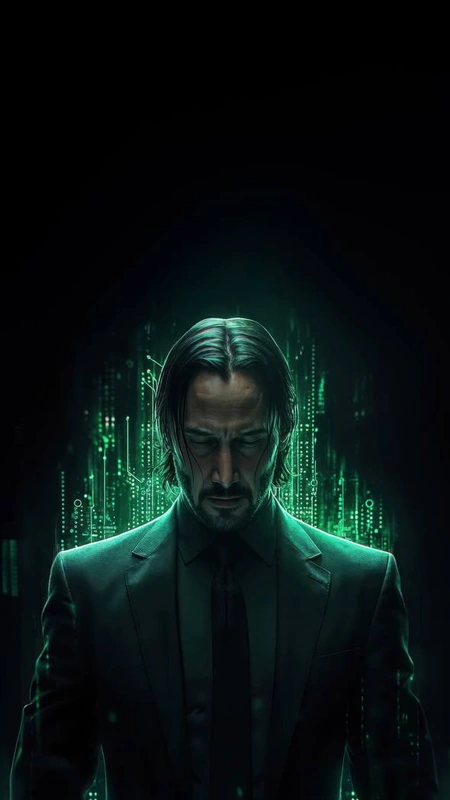 Green Code Suit Man Wallpaper