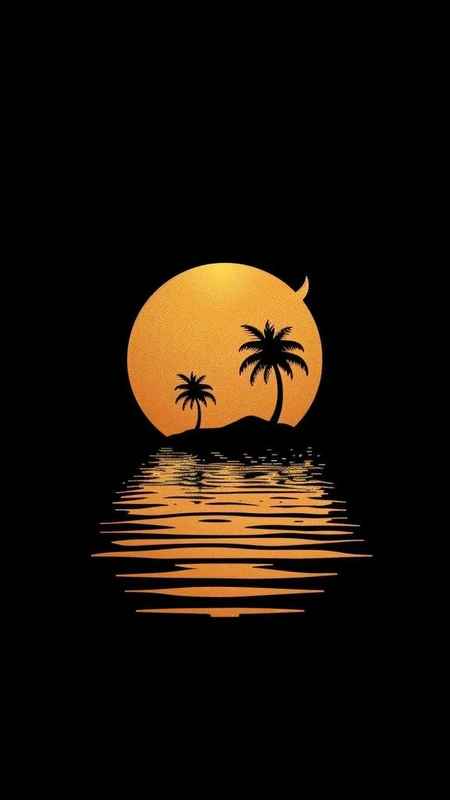 Island Sunset Palm Wallpaper