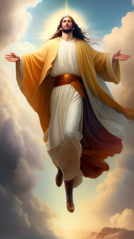 Ascending Christ Golden Robe Jesus Wallpaper