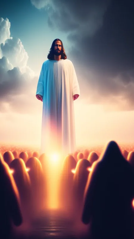 Jesus Before Glowing Crowd Wallpaper