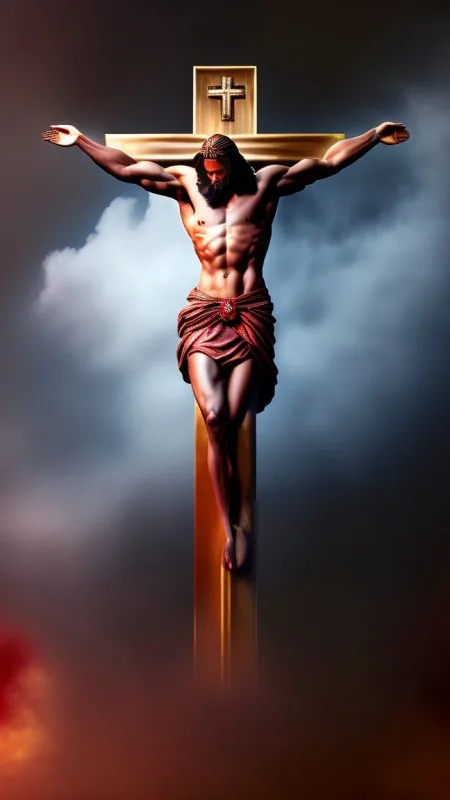 Crucifixion On Golden Cross Jesus Wallpaper
