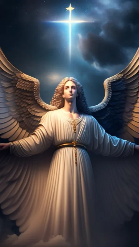 Winged Angel Starlit Cross Jesus Wallpaper