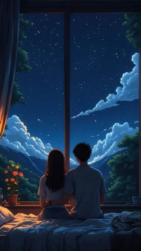 Love And The Night Sky Wallpaper