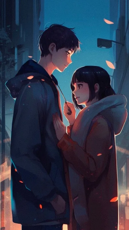 Anime Couple Evening Street Love Wallpaper
