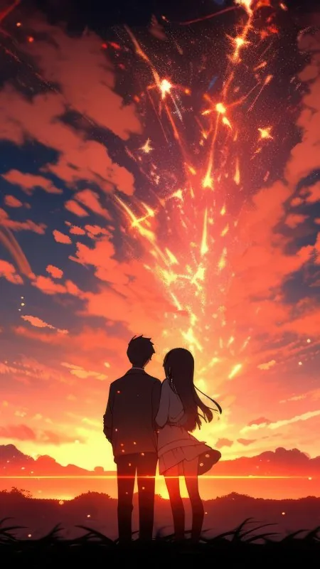Love Anime Couple Romantic Wallpaper