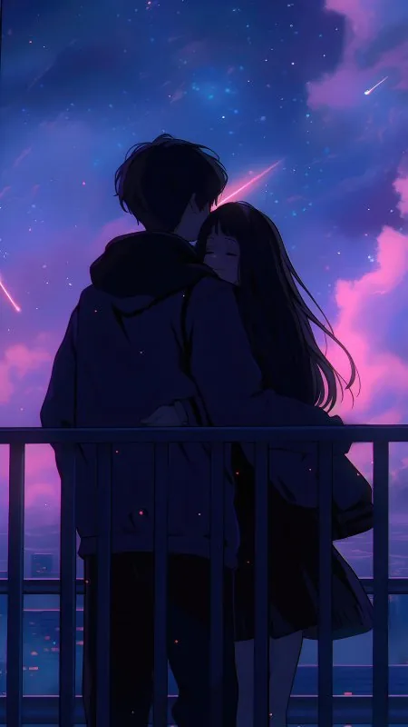 Anime Hug Purple Twilight Love Wallpaper