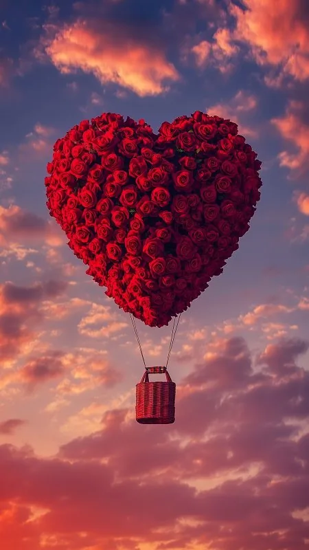 Balloon Flowers Heart Roses Love Wallpaper