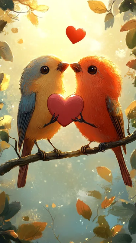 Love Birds Phone Wallpaper