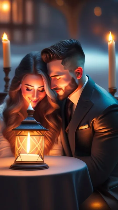 Candlelit Lantern Dinner Date Love Wallpaper