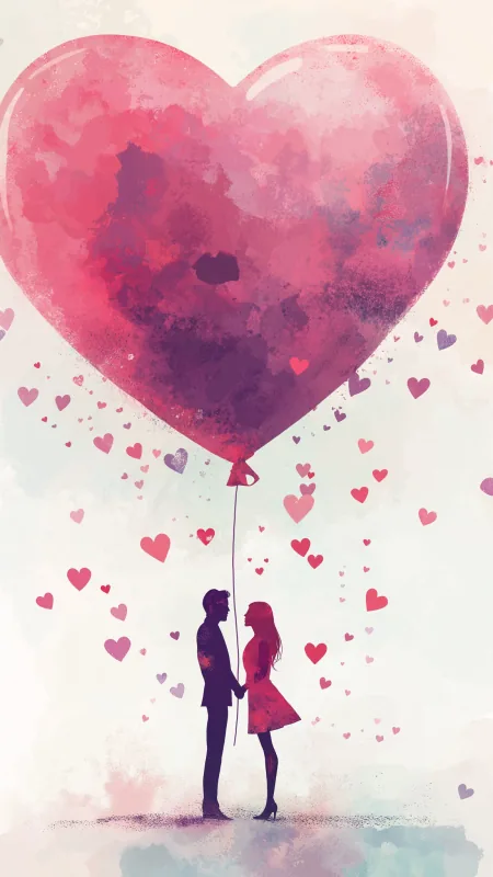 Love Couple Art Phone Wallpaper