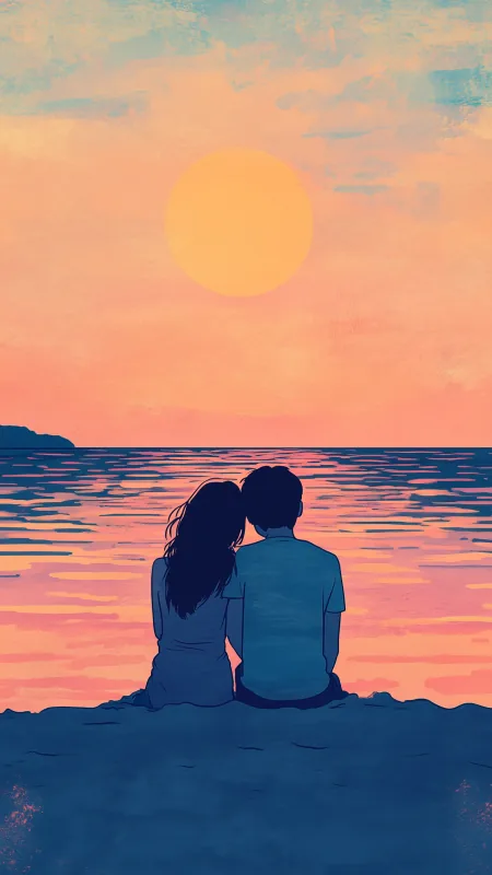 Love Couple Art Phone Wallpaper