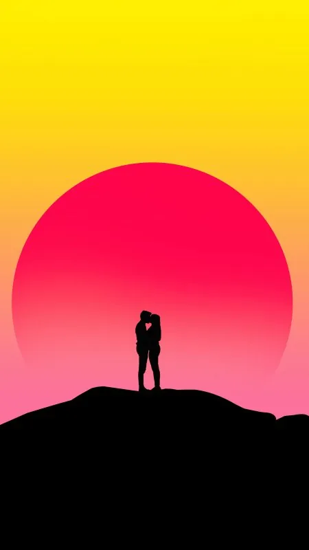 Love Couple Kissing Silhouette Wallpaper