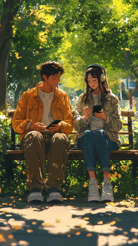 Couple Listening Music HD Love Wallpaper