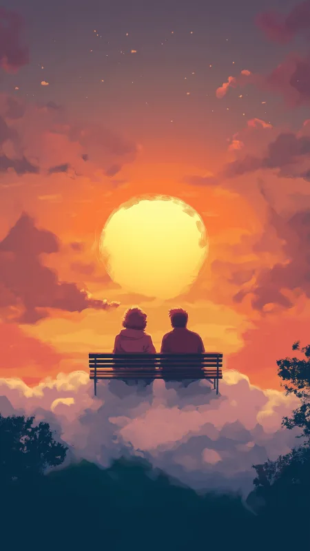 Couple Silhouette Sunset HD Love Wallpaper