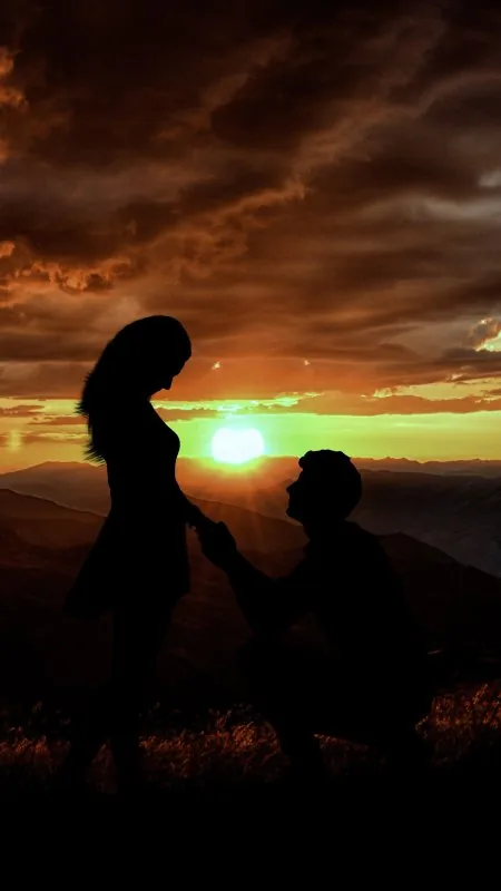 Couple Silhouette Love Phone Wallpaper