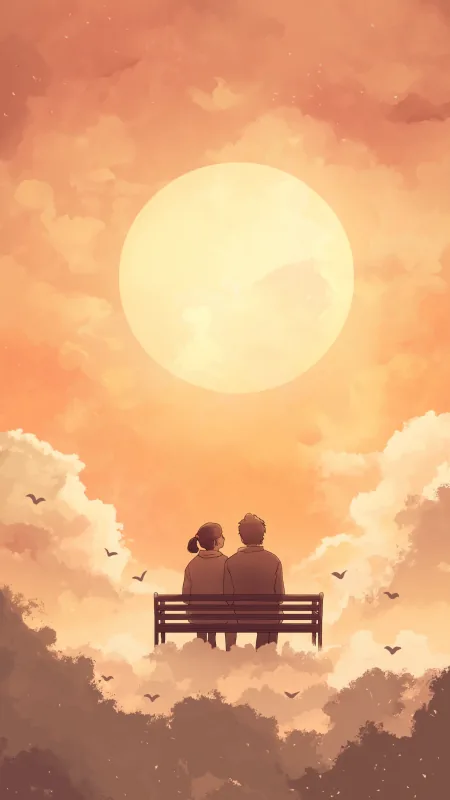 Couple Sitting On A Cloud HD Love Wallpaper