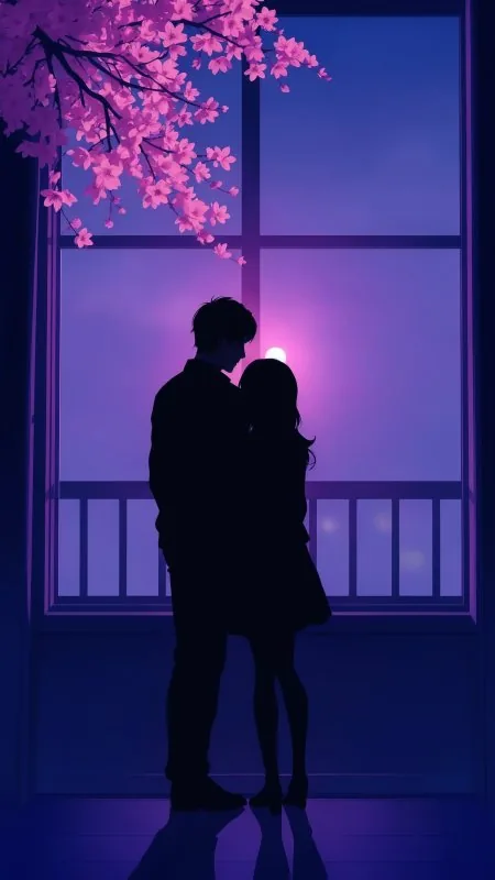 Couple Love Window Pink Flowers HD Wallpaper