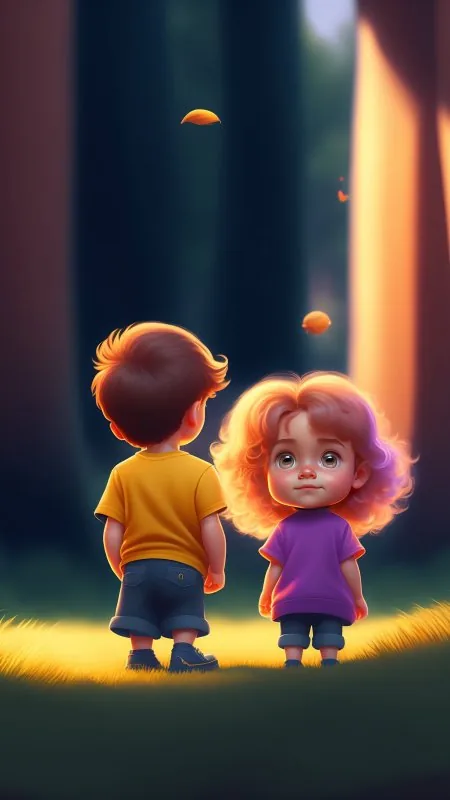 Curly Toddlers In Woods Love Wallpaper