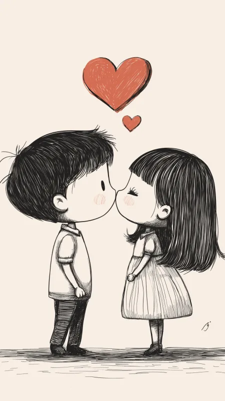 Cute Love Art Phone Wallpaper