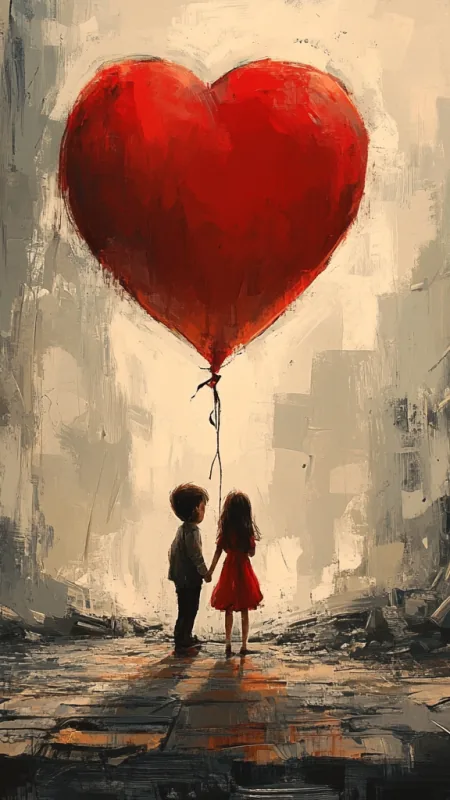 Cute Love Couple Art Wallpaper