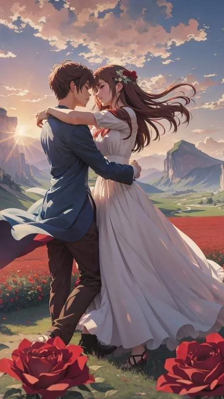 Dance In Rose Field Love Wallpaper
