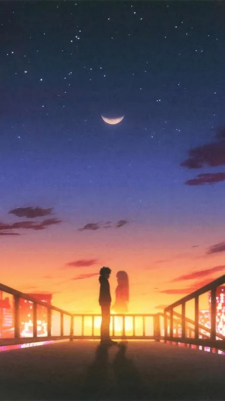 Dusk Bridge Meeting Love Wallpaper
