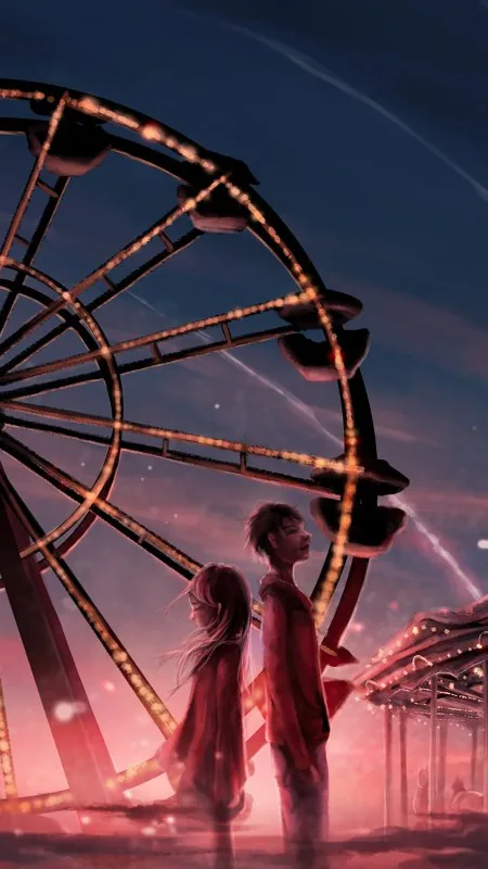 Ferris Wheel Night Lovers Love Wallpaper