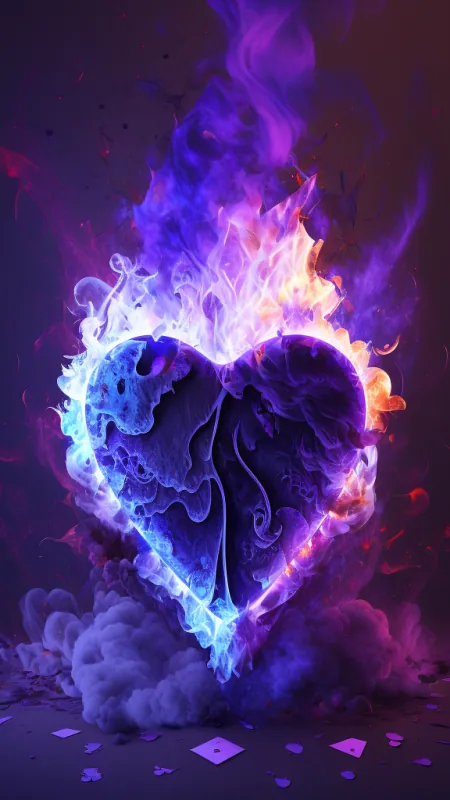 Fire Heart Poker Card HD Love Wallpaper