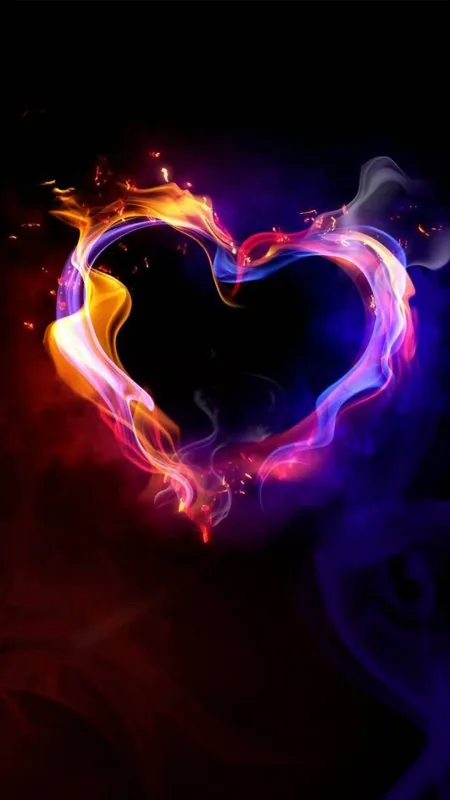 Flaming Heart Colorful Smoke Love Wallpaper