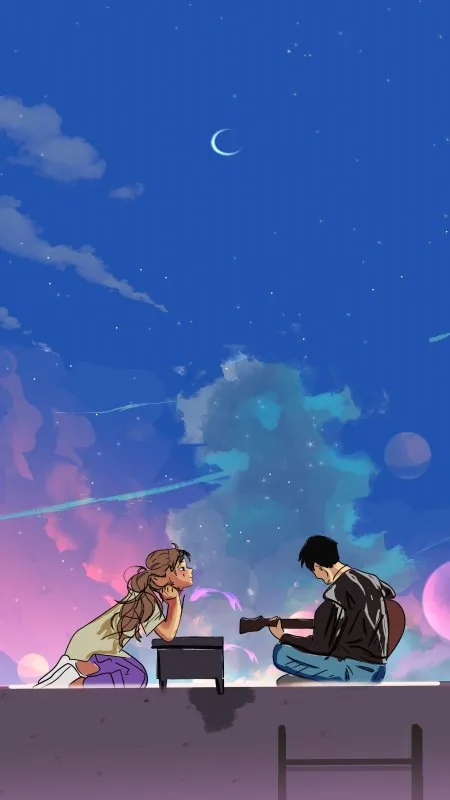 Guitar Boy And The Girl Heartfelt Love Wallpaper