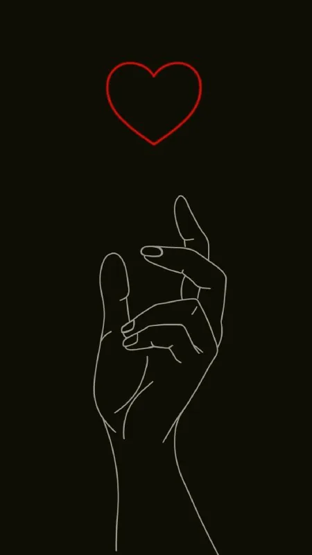 Hand Line Art Red Heart Love Wallpaper