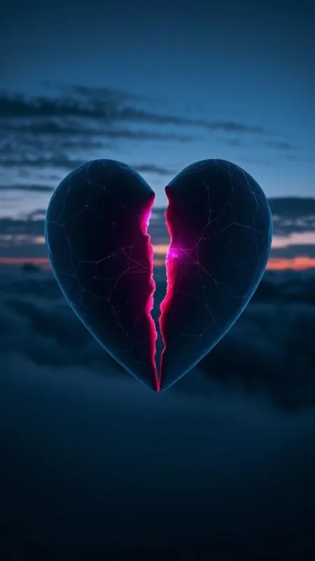 Heart Broken Sky Neon Art HD Love Wallpaper
