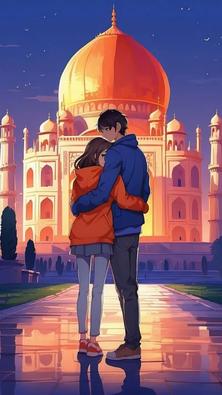 Hug Before Taj Mahal Love Wallpaper