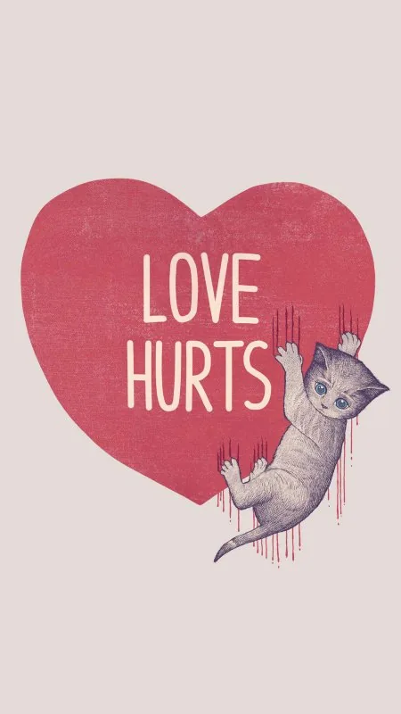 Love Hurts Clinging Kitten Wallpaper