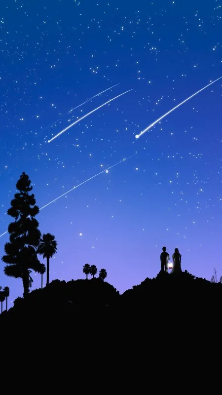 Lantern Couple Shooting Stars Love Wallpaper