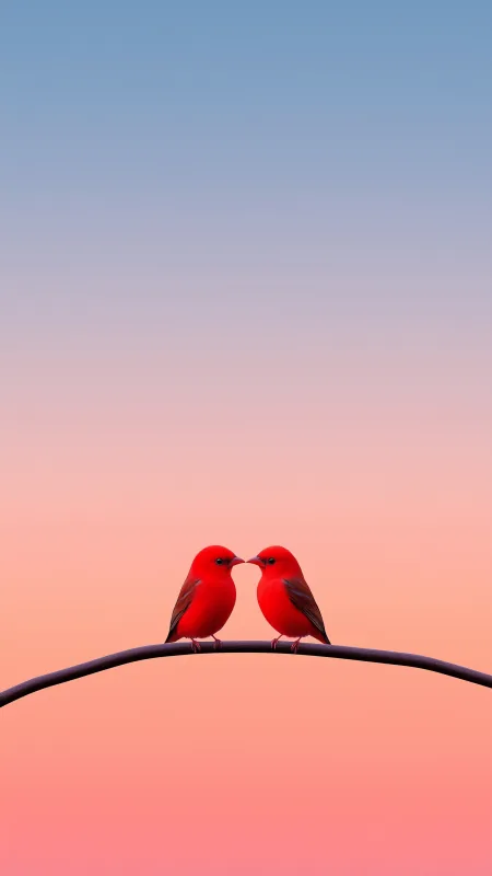 Lovebirds Heart Silhouettes Sunset Love Wallpaper