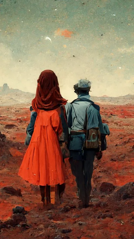 Man And His Girlfriend Travel To Mars Love Wallpaper