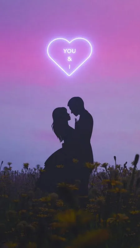 Neon You And I Heart Love Wallpaper