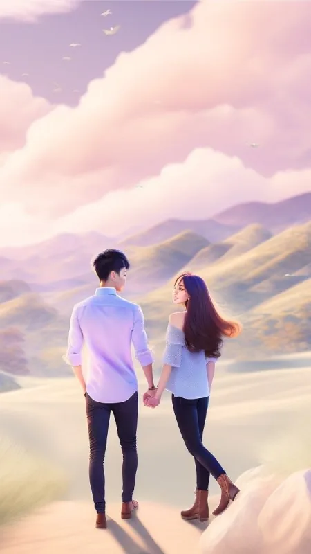 Pastel Hills Hand Hold Love Wallpaper