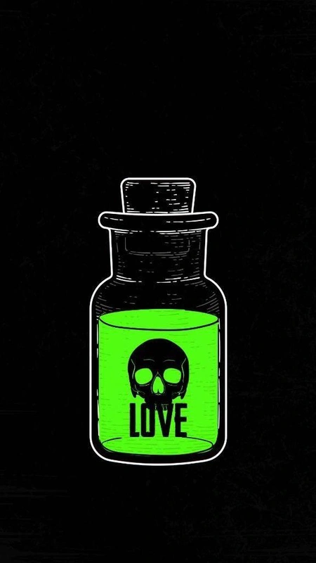 Love Poison Bottle Black Wallpaper