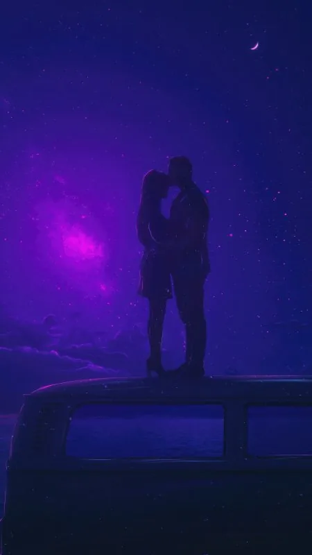 Purple Night Van Kiss Love Wallpaper