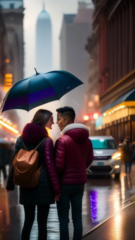 Rainy Street Sweethearts Love Wallpaper