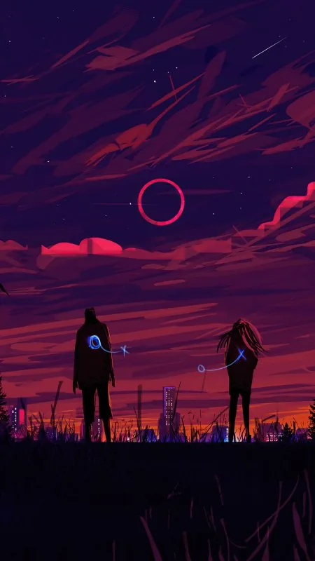 Red Eclipse String Bond Love Wallpaper