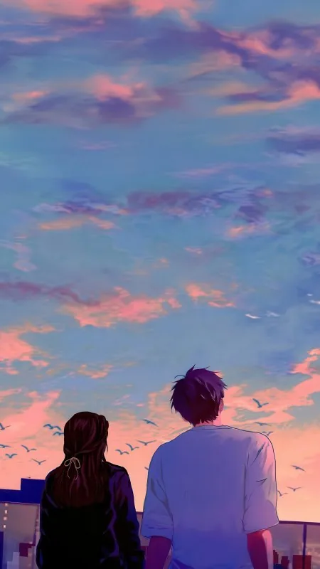 Love Romantic Sunset Couple Wallpaper