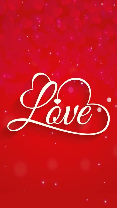 Love Script On Red Wallpaper