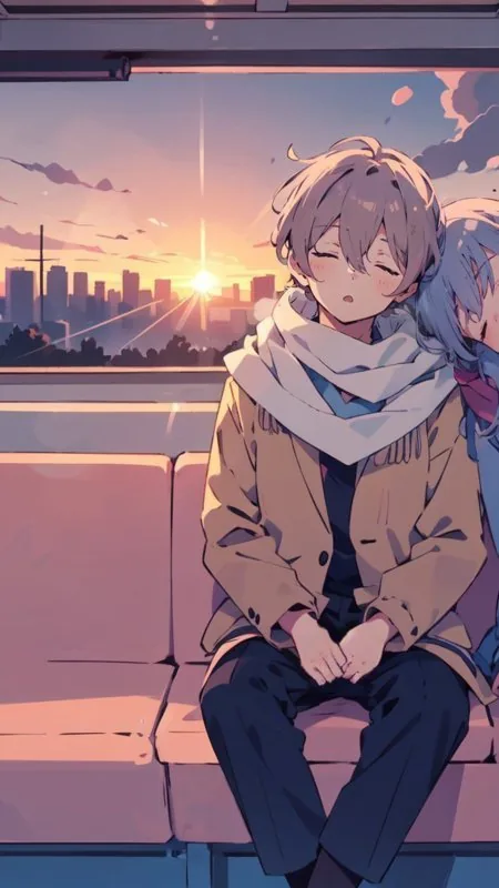 Sleepy Train Ride Sunset Love Wallpaper