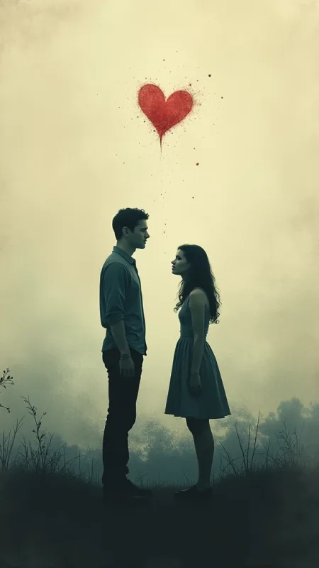 Splattered Heart Between Lovers Love Wallpaper
