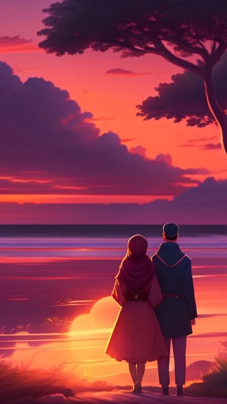 Sunset Shore Companions Love Wallpaper
