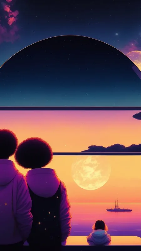 Twilight Balcony Ocean View Love Wallpaper